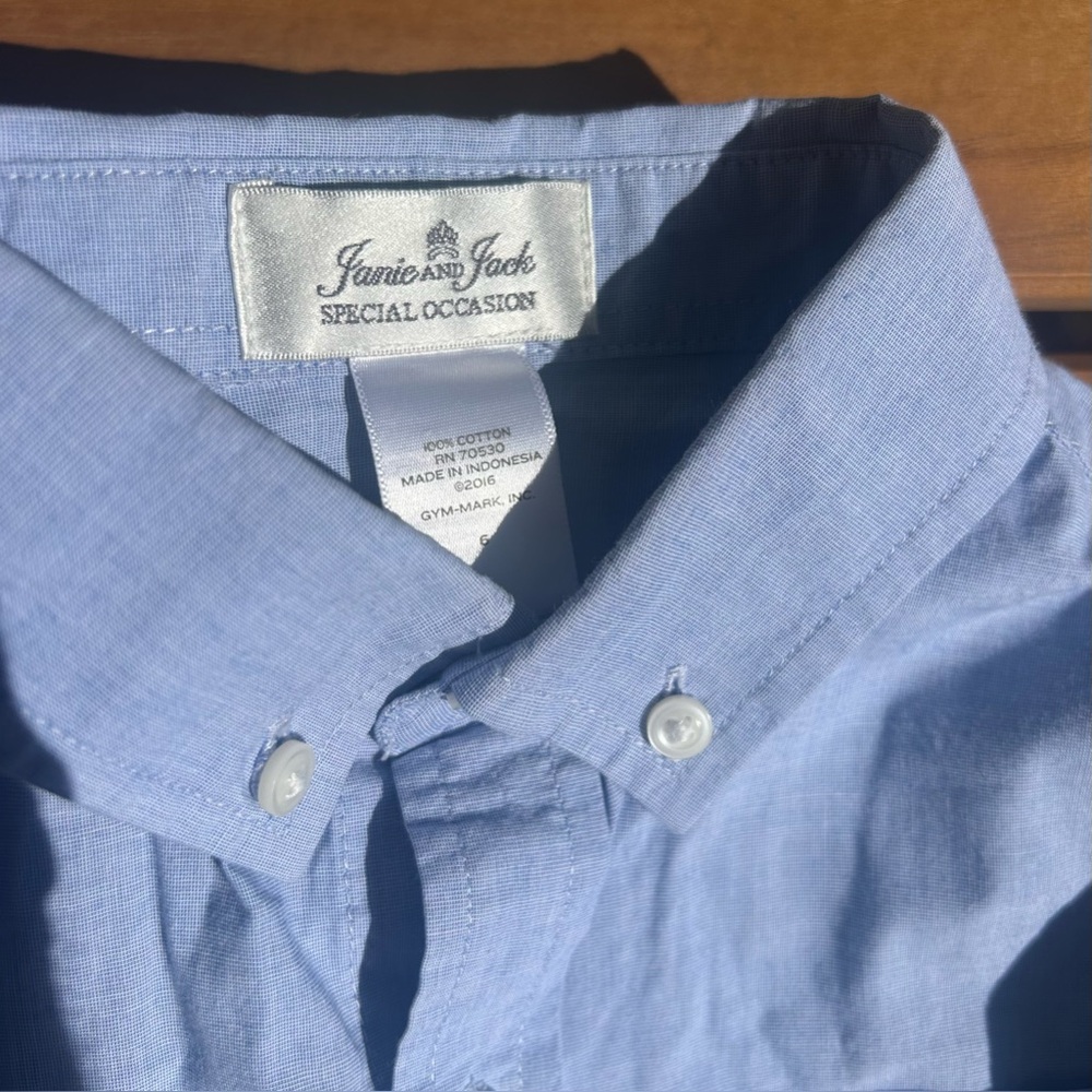 Janie and Jack Special Occasion Long Sleeve Button Down Dress Shirt Size 6.